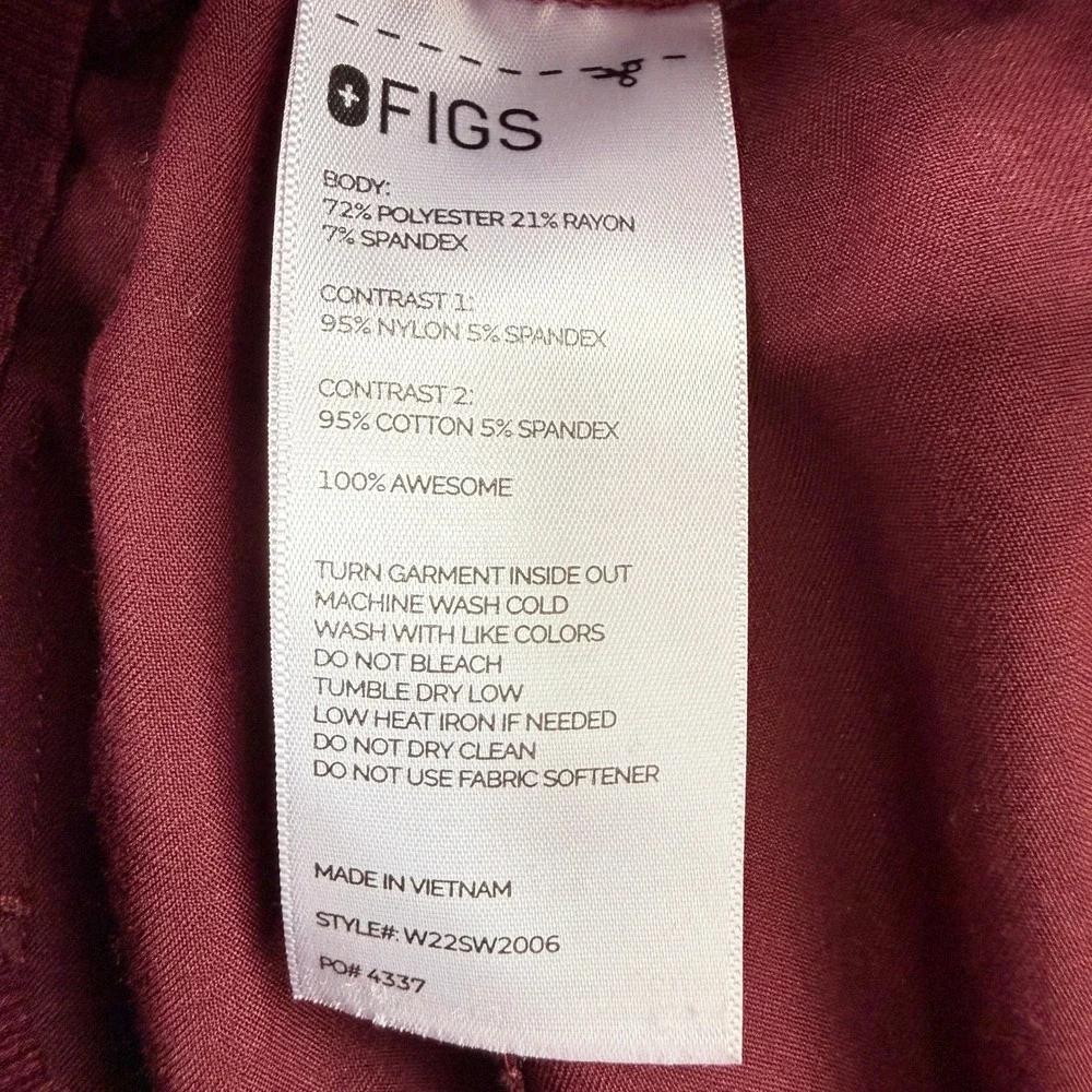 FIGS Maternity Technical Scrub Set Size XL / L Burgundy Jogger V-Neck Medical - Picture 5 of 16